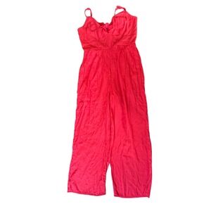 Mi Ami Jumpsuit Red Bow Front Wide Leg Cropped Sleeveless Women's Size S